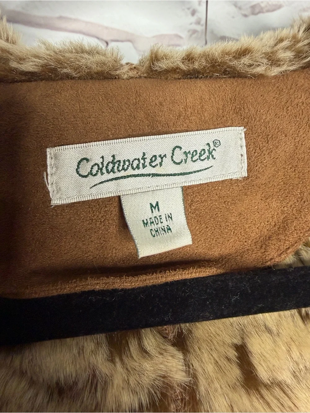Coldwater Creek Faux Suede Leopard Faux‎ Fur Coat Jacket Medium